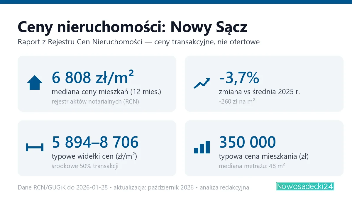 Infografika: ceny mieszkań w Nowym Sączu