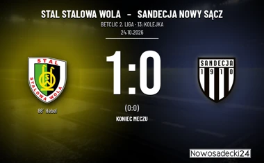 [PIŁKA NOŻNA] Gol w 86. minucie w Betclic 2. lidze – Stal Stalowa Wola – Sandecja Nowy Sącz 1:0