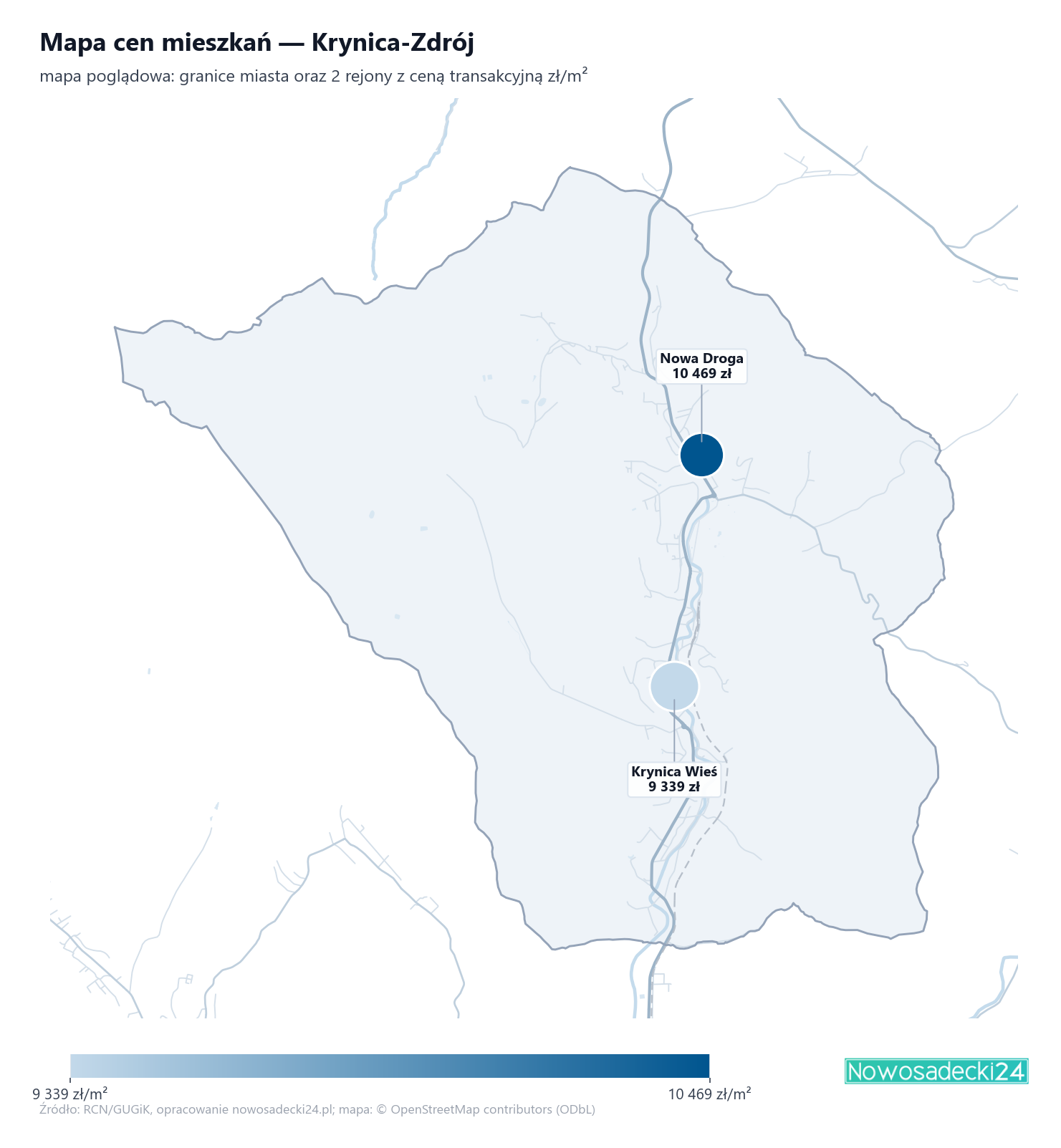 Mapa cen mieszkań - Krynica-Zdrój