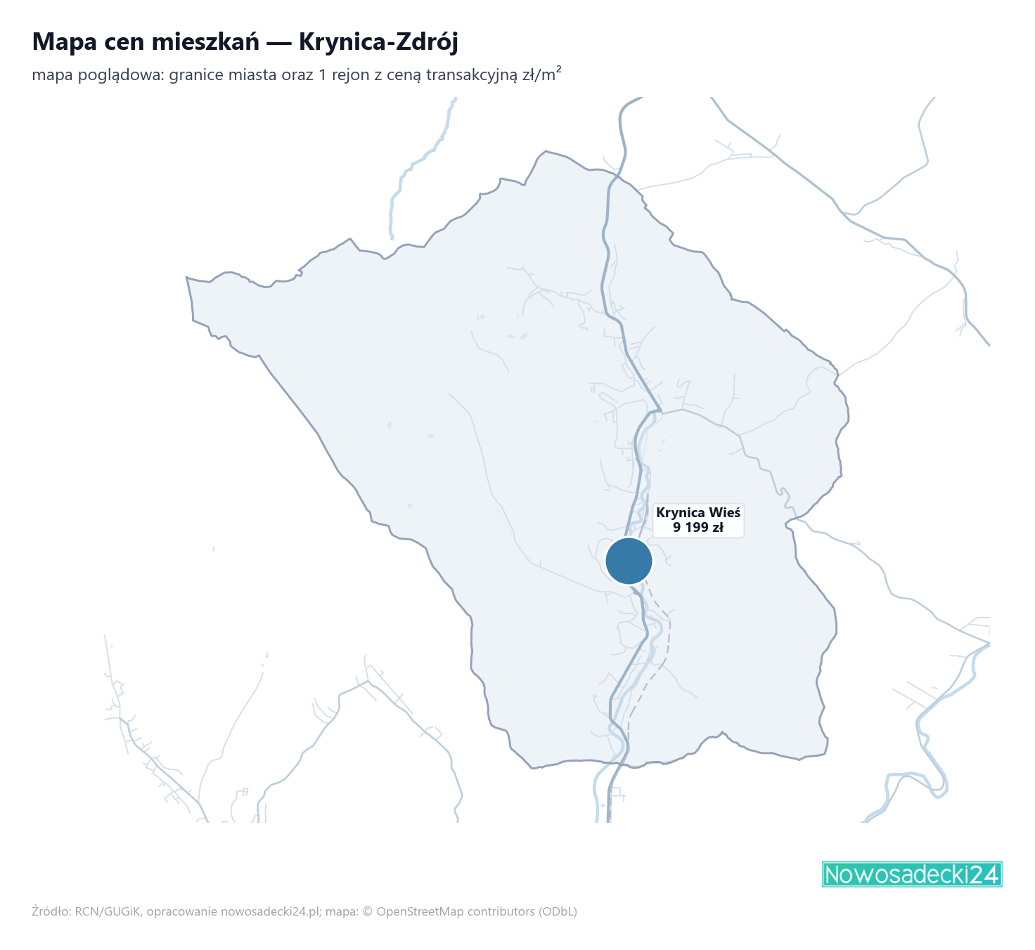 Mapa cen mieszkań - Krynica-Zdrój