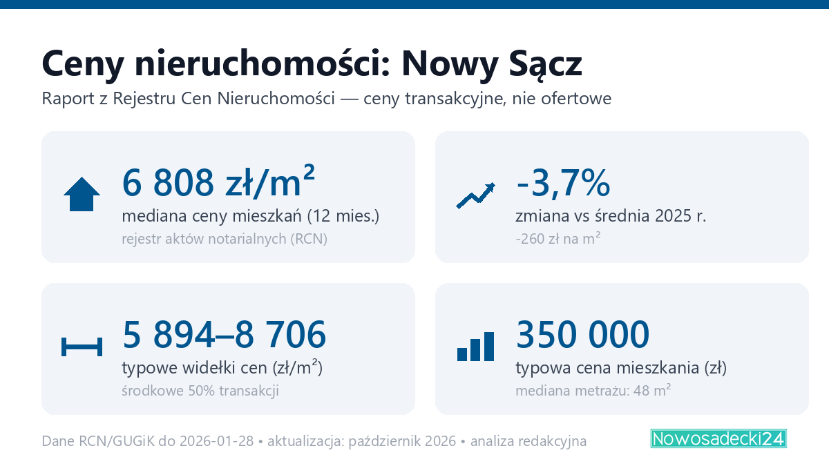Infografika: ceny mieszkań w Nowym Sączu