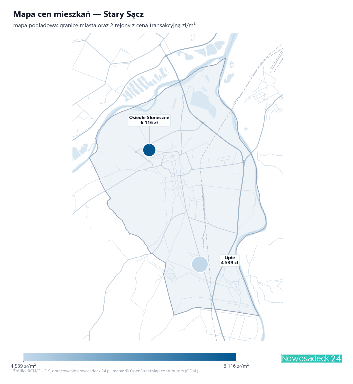 Mapa cen mieszkań - Stary Sącz