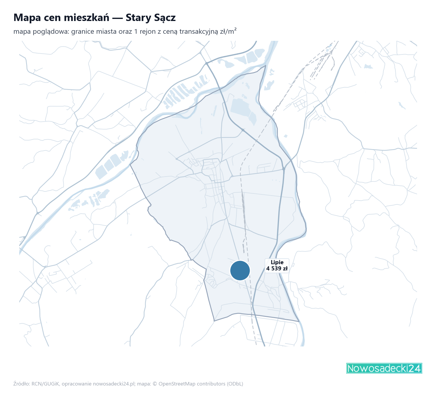 Mapa cen mieszkań - Stary Sącz