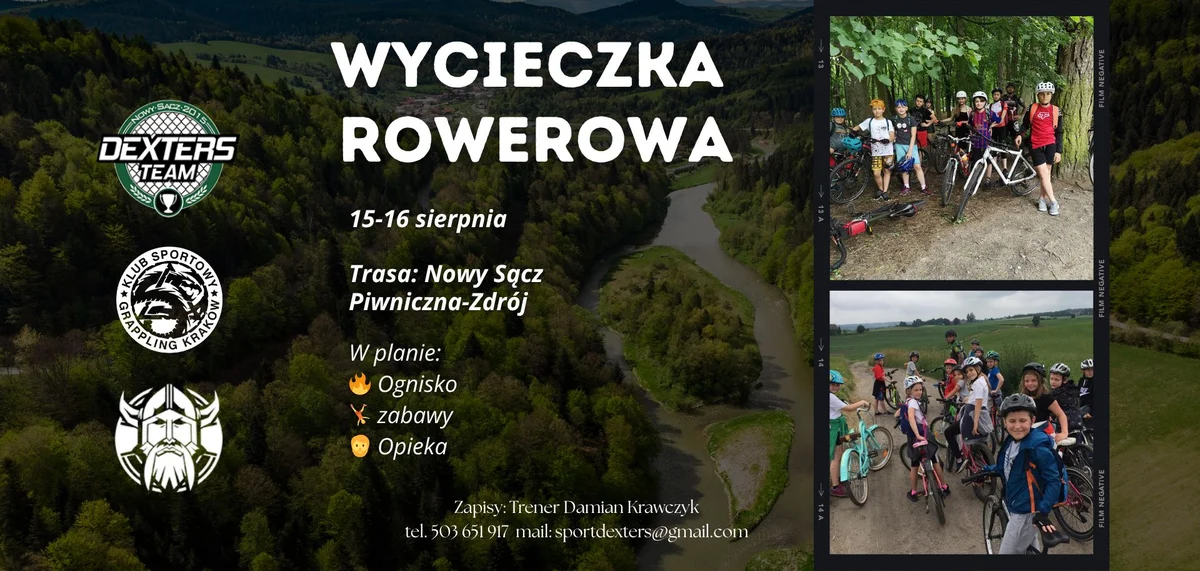 Grafika promocyjna wydarzenia Dwudniowa wycieczka rowerowa dla dzieci w Dolinie Popradu