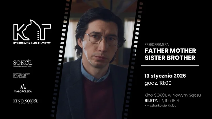 Grafika promocyjna wydarzenia Dyskusyjny Klub Filmowy KOT: przedpremiera „Father Mother Sister Brother”