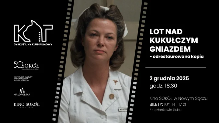 Grafika promocyjna wydarzenia Dyskusyjny Klub Filmowy KOT: Lot nad kukułczym gniazdem (odrestaurowana wersja 4K)