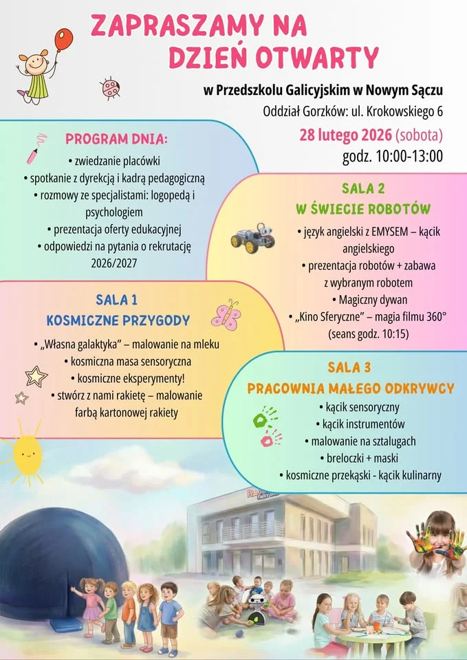 Grafika promocyjna wydarzenia Dzień Otwarty w Galicyjskim — rekrutacja na nowy rok szkolny