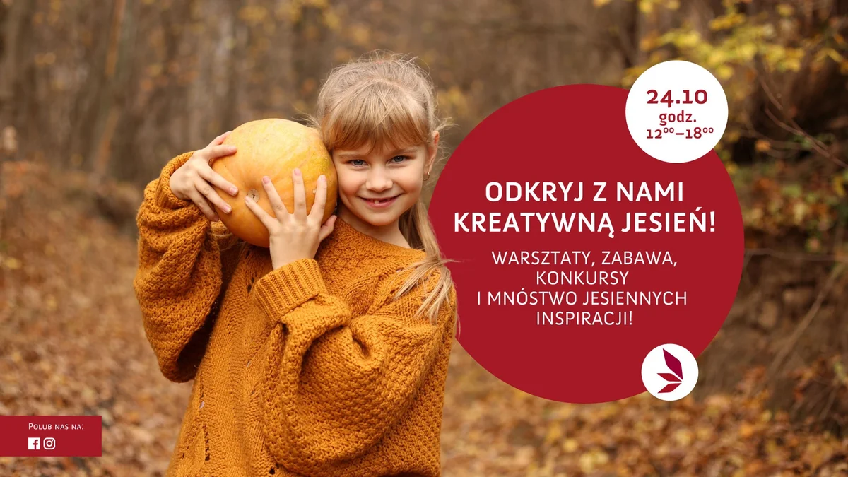 Grafika promocyjna wydarzenia Farma Dyniowa w Galerii Sandecja: jesienne warsztaty