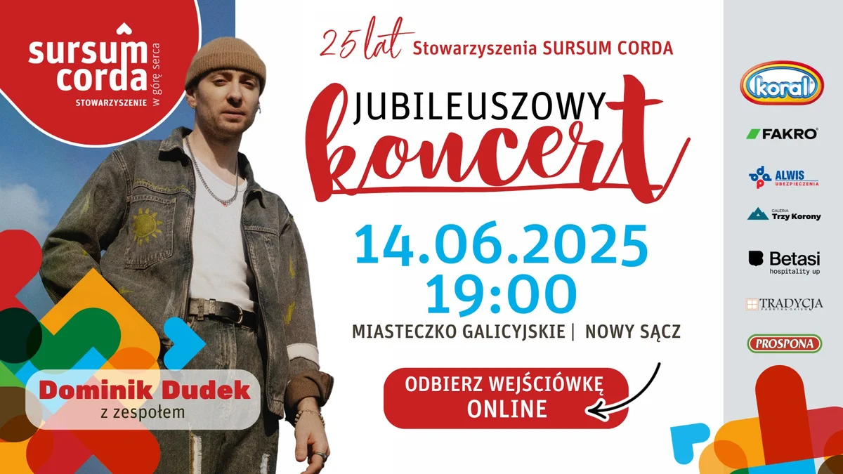 Grafika promocyjna wydarzenia Jubileuszowy koncert z okazji 25-lecia Stowarzyszenia Sursum Corda