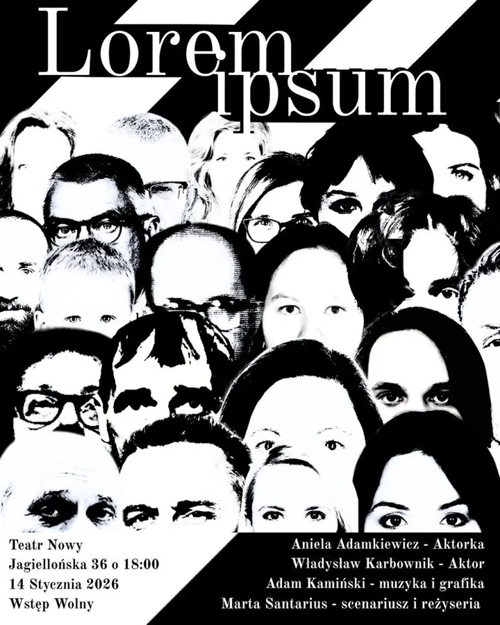 Grafika promocyjna wydarzenia Lorem ipsum — spektakl o tożsamości, traumie i byciu razem na scenie