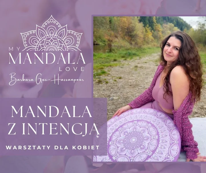 Grafika promocyjna wydarzenia Mandala z intencją — warsztaty dla kobiet w Nowym Sączu