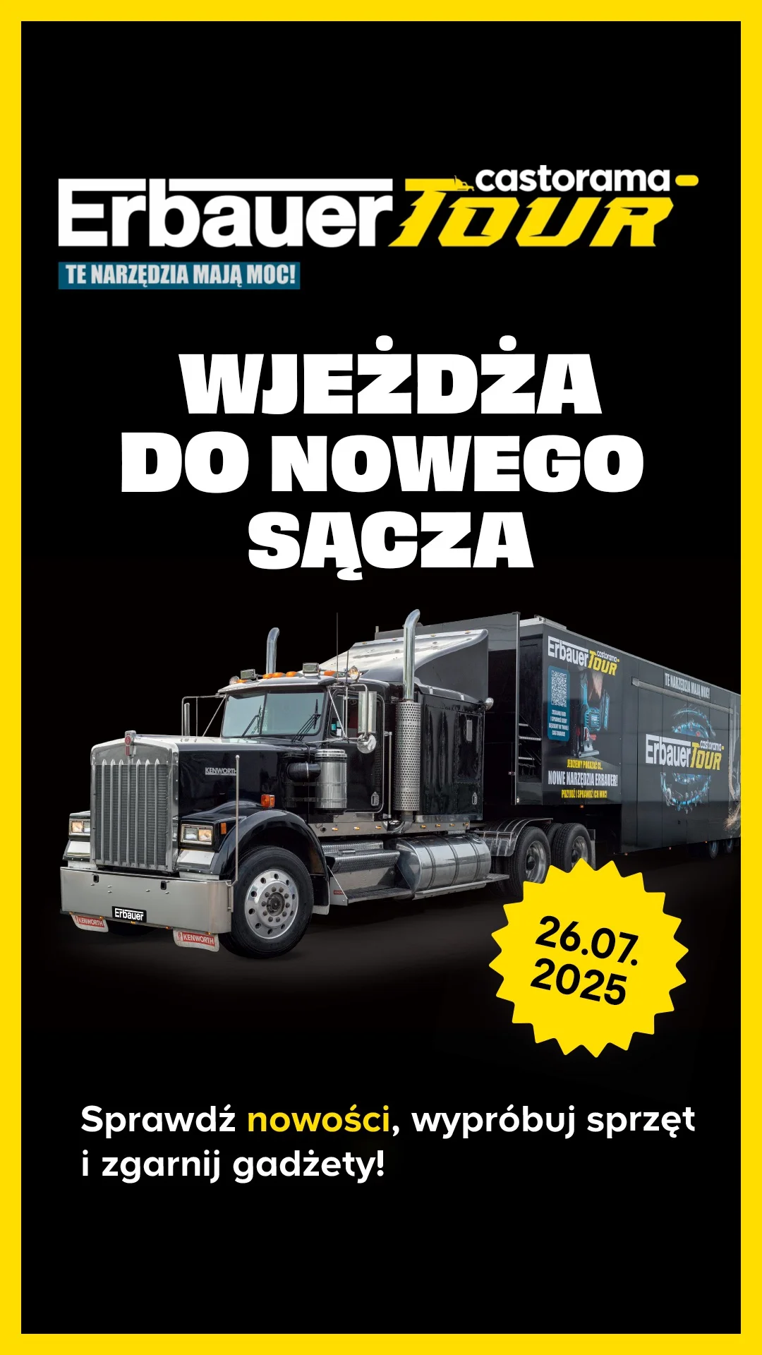 Grafika promocyjna wydarzenia Prezentacja i testowanie narzędzi Erbauer w Castoramie