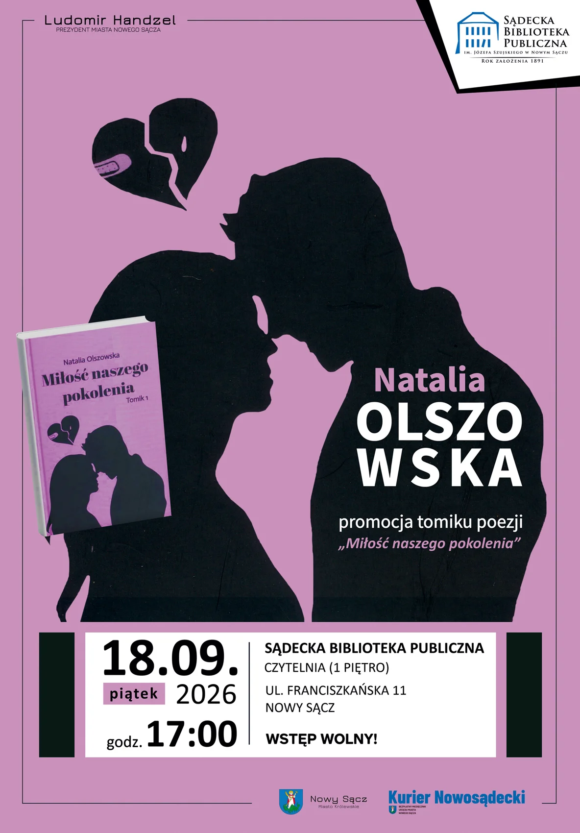 Grafika promocyjna wydarzenia Promocja tomiku poezji „Miłość naszego pokolenia”