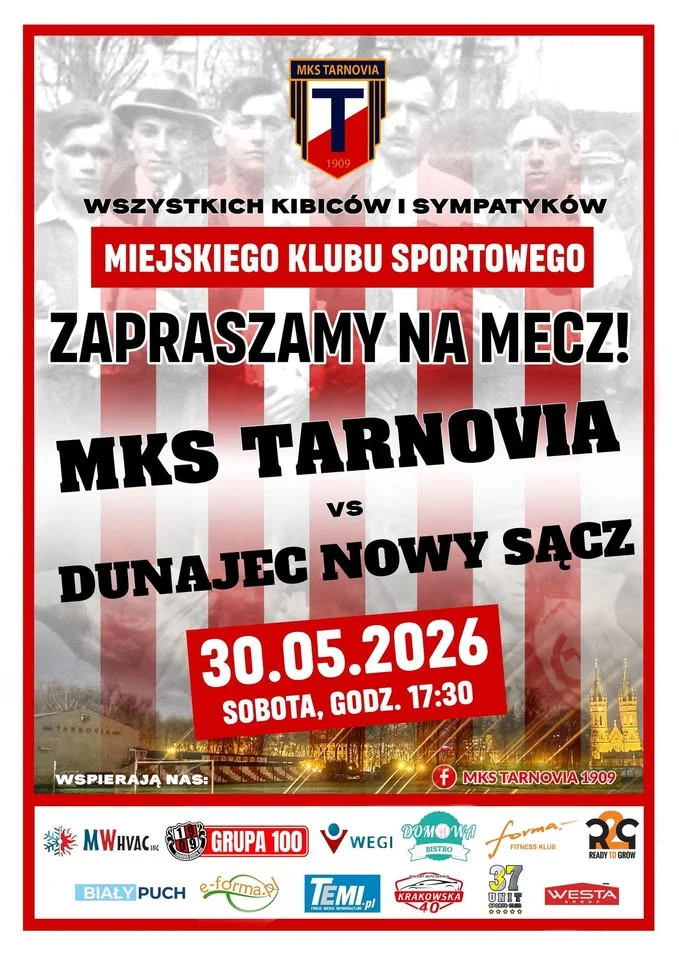 Grafika promocyjna wydarzenia #PrzedostatniMeczPrzyB9: MKS Tarnovia zagra z Dunajcem Nowy Sącz przy Bandrowskiego 9