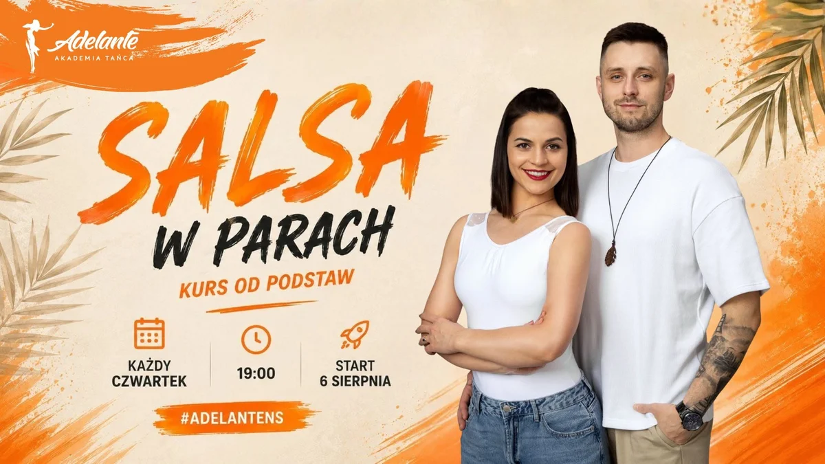 Grafika promocyjna wydarzenia Salsa w parach - kurs od podstaw w Nowym Sączu