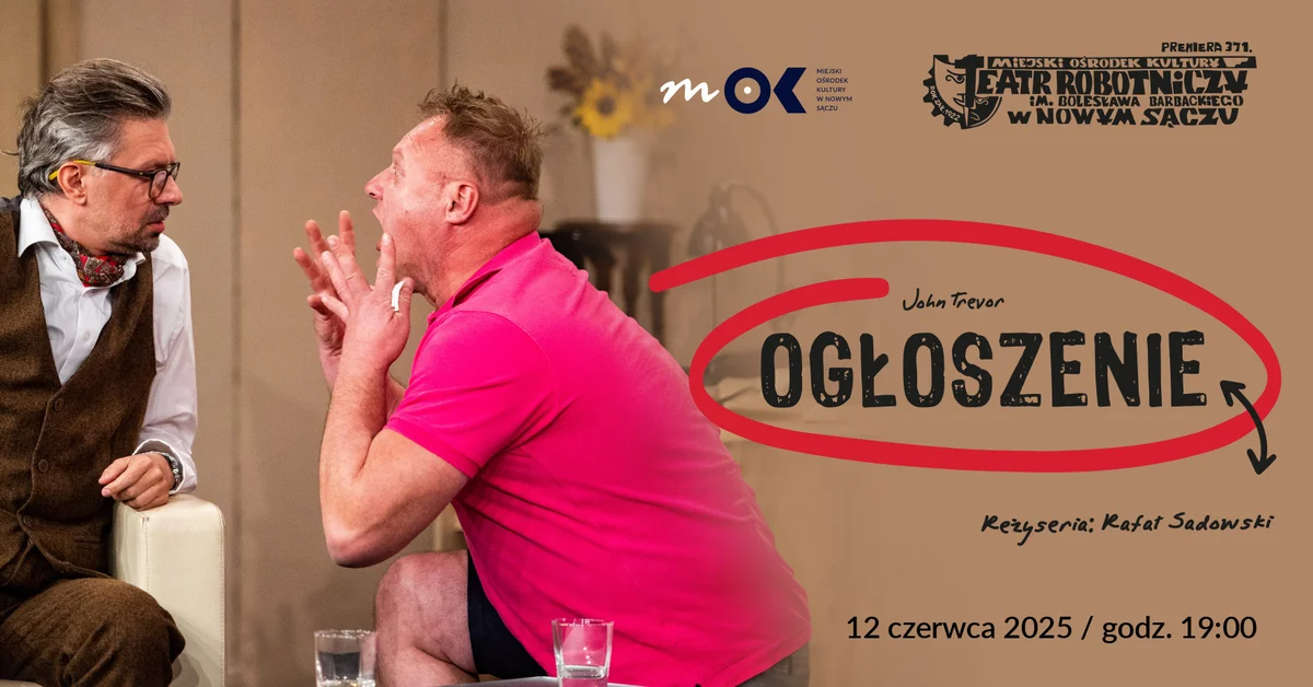 Grafika promocyjna wydarzenia Spektakl komediowy Teatru Robotniczego w Nowym Sączu