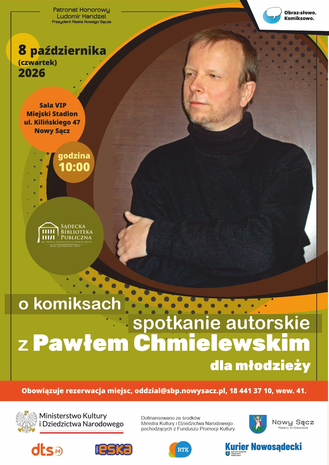 Grafika promocyjna wydarzenia Spotkanie autorskie z Pawłem Chmielewskim o komiksach