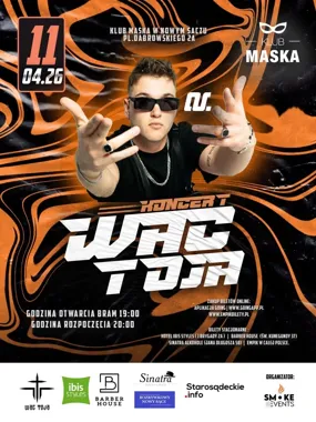 Grafika promocyjna wydarzenia WAC TOJA zagra w Nowym Sączu. Koncert w Klubie Maska już 11 kwietnia 2026