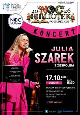 Grafika promocyjna wydarzenia Julia Szarek z zespołem – koncert