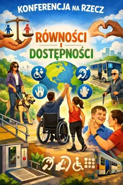 Grafika promocyjna wydarzenia Konferencja o równości na rynku pracy i dostępności w Nowym Sączu