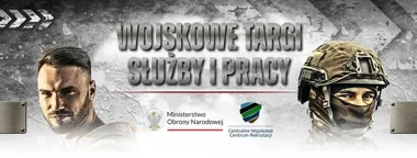 Grafika promocyjna wydarzenia Wojskowe Targi Służby i Pracy w Nowym Sączu – rekrutacja do wojska, sprzęt i rozmowy z ekspertami