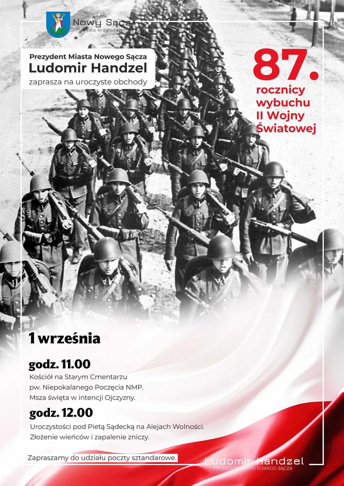 Grafika promocyjna wydarzenia Uroczyste obchody 87. rocznicy wybuchu II wojny światowej
