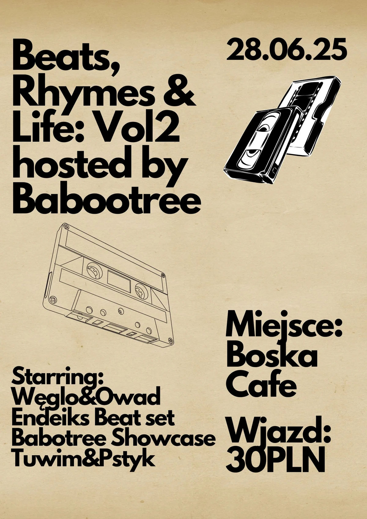Grafika promocyjna wydarzenia Wieczór hip-hopowy z klimatem oldschool w Boska Cafe