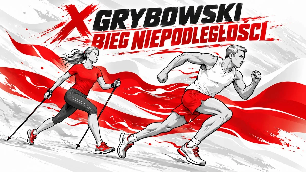 Grafika promocyjna wydarzenia X Grybowski Bieg Niepodległości