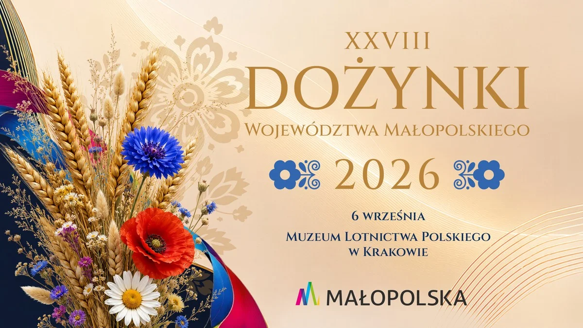 Grafika promocyjna wydarzenia XXVIII Dożynki Województwa Małopolskiego 2026