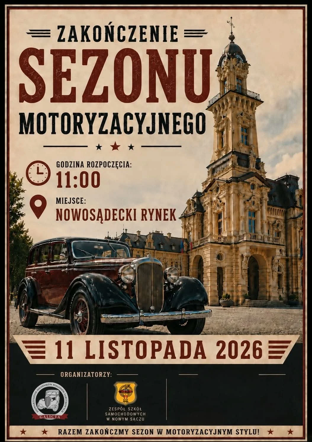 Grafika promocyjna wydarzenia Zakończenie Sezonu Motoryzacyjnego 2026 – Nowy Sącz