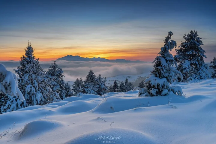 Grafika promocyjna wydarzenia Zimowe Pieniny, Spisz i Gorce — warsztaty fotografii krajobrazowej