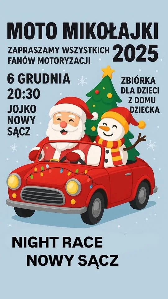 Grafika promocyjna wydarzenia Zlot Mikołajkowy w Nowym Sączu