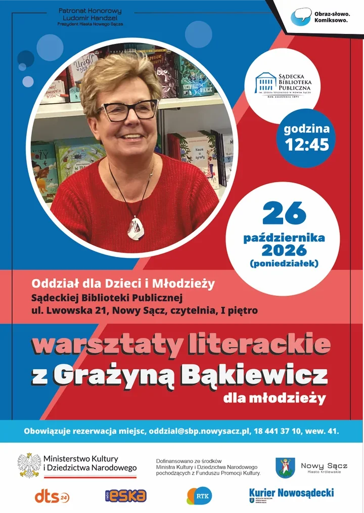 Młodzież spotka się z Grażyną Bąkiewicz. Warsztaty w sądeckiej bibliotece