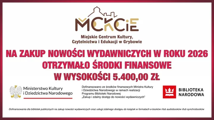 Biblioteka w Grybowie otrzyma 5400 zł na nowe książki dla czytelników