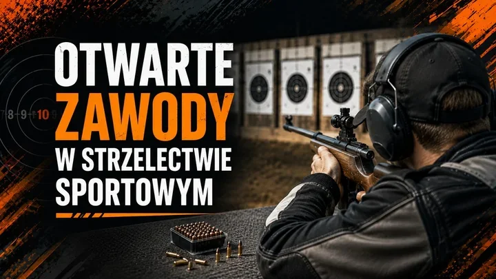 Grafika promocyjna wydarzenia Otwarte Zawody w Strzelectwie Sportowym w Grybowie