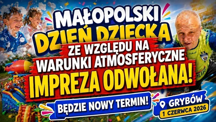 Małopolski Dzień Dziecka w Grybowie odwołany. Deszcz przekreślił plany