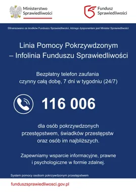 Bezpłatna pomoc dla ofiar przestępstw. W Nowym Sączu działa numer 116 006